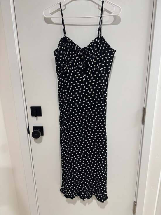 American Eagle Outfitters Dresses & Skirts - American Eagle Outfitters Black and White Polka Dot Midi Slip Dress Size Small